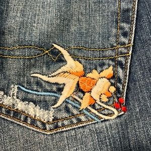 Lucky Brand Jeans | Y2K Lil Maggie Dungarees with Embroidery